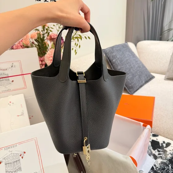 Hermes Picotin Lock Graphite Gray Tophåndtak