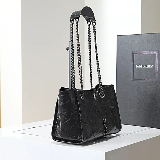 YSL Niki Shopping Tote สีดำ Tote Bag