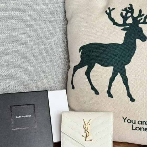 YSL Cassandre Matelass Envelope Wallet White Wallet
