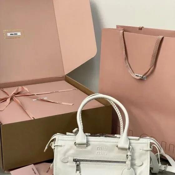 Miu Miu Leather Top Handle Bag White Top Handle