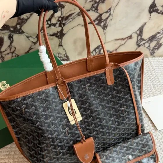 Goyard Anjou Tote Black Brown Tote Bag