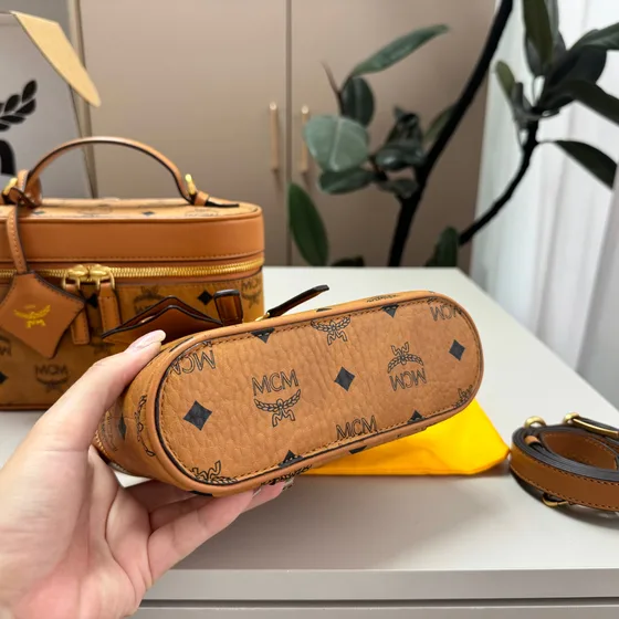 MCM Visetos Crossbody Vanity Bag Cognac Crossbody