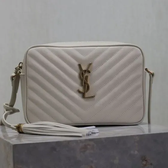 YSL Lou Camera Bag White Crossbody
