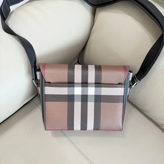 Burberry Check Crossbody Messenger Bag Birch Brown Check Crossbody