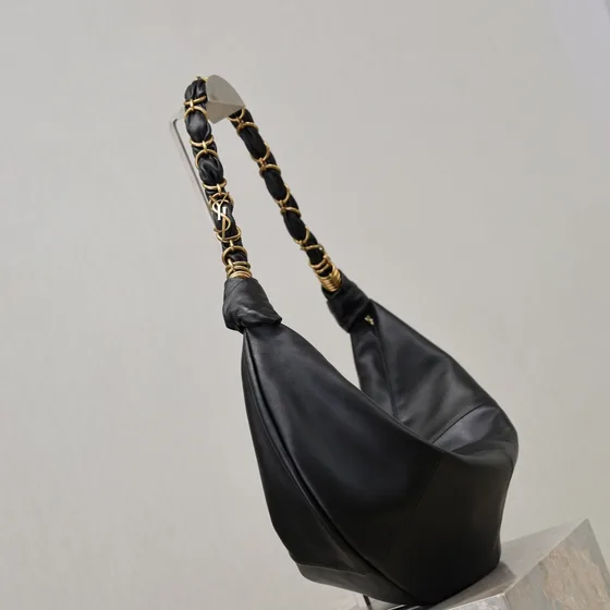 YSL Polo Id Kulit Hobo Bag Hitam Hobo