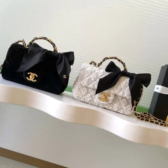 Chanel Bow Quilted Top Handle Flap Bag Black Top Handle Flap Bag