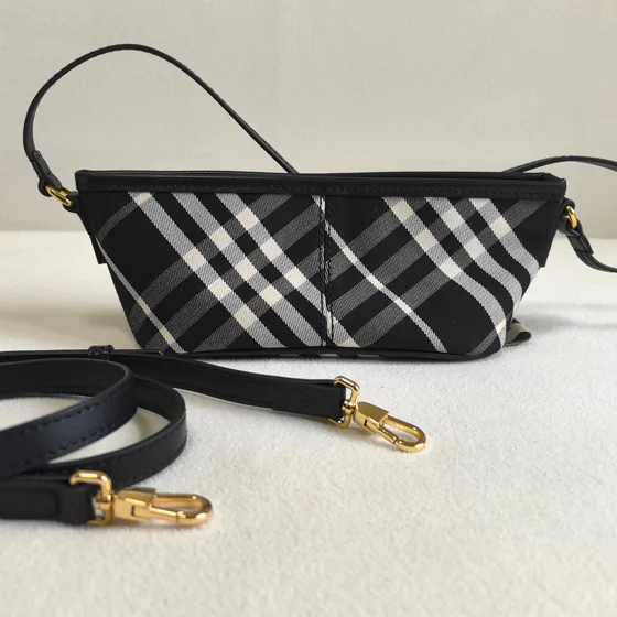 Burberry Check Crossbody Pouch Black Beige Check Crossbody