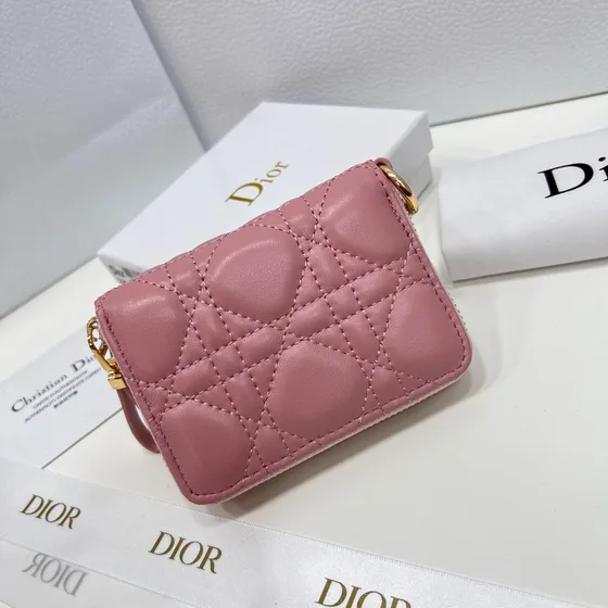 Dior Dior Caro Compact Zipped Card Holder Rosa Card Holder