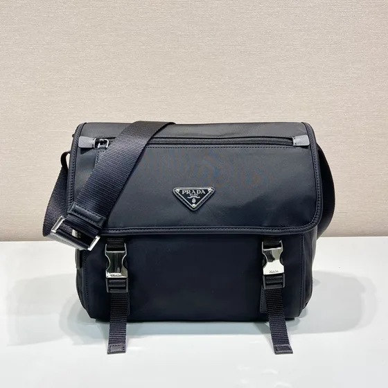 Prada Nylon Messenger Bag Black Crossbody