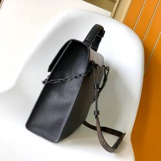 Louis Vuitton Steamer Black Taiga with Monogram 40 x 34 x 10 cm business