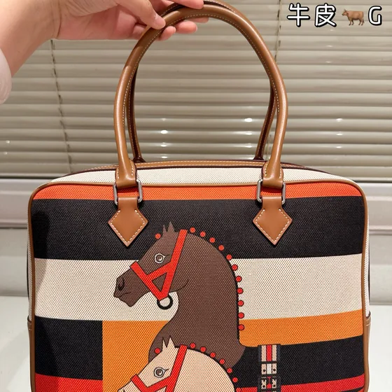 Hermes Cannes สีครีม สีน้ำตาล สีดำ สีส้ม Top Handle