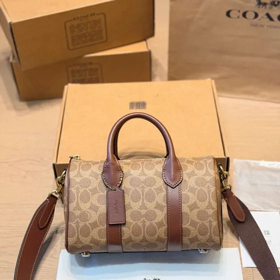 Coach Rowan Satchel Khaki/Braun Henkel