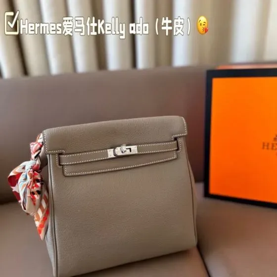 Hermes Kelly Ado Gris Asphalte Backpack