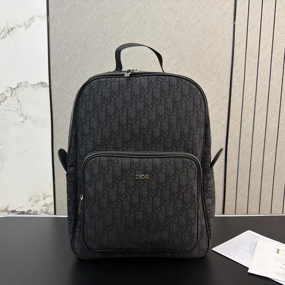 Dior Dior Oblique Backpack Beige And Blue Black Backpack