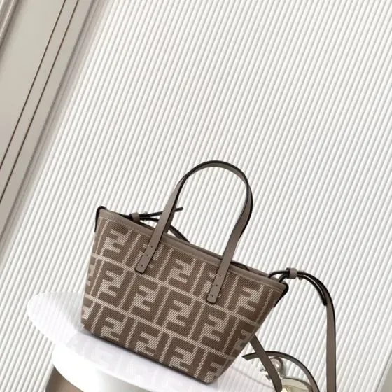 Fendi Roll Mini Tote Bag Beige Brown Tote Bag