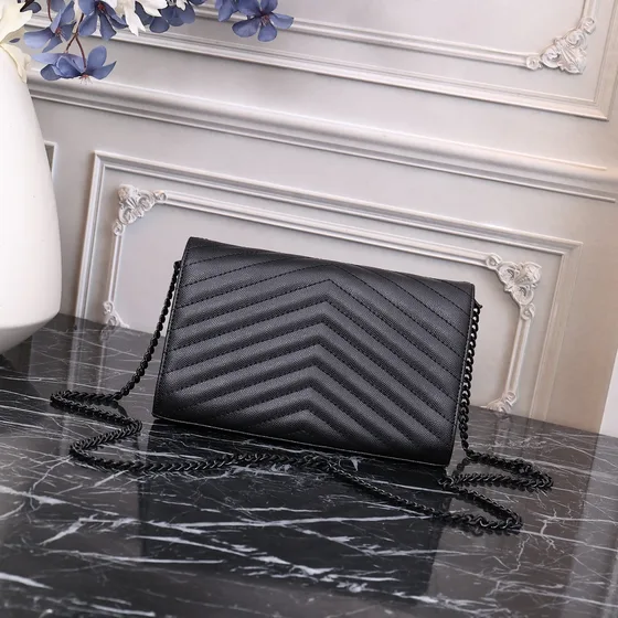 YSL Cassandre Envelope Chain Tegnebog Sort Woc