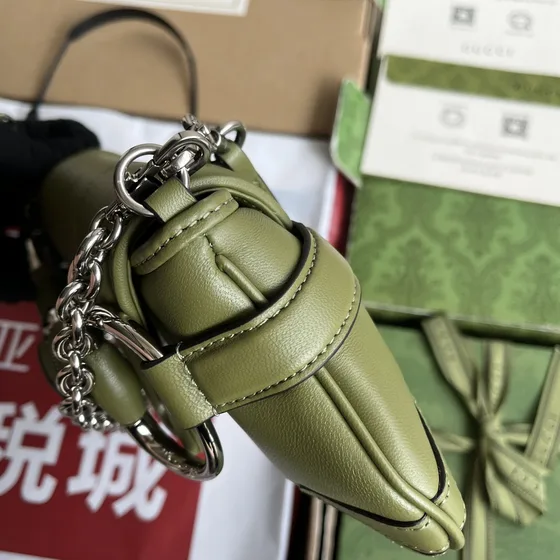 Gucci Horsebit Chain Small Sac épaule Olive Vert Sac épaule