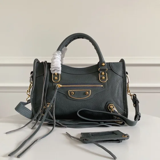 Balenciaga Classic Metallic Edge City Mini Dark Gray Manico