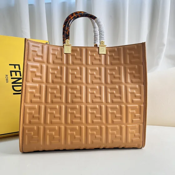 Fendi Sunshine Shopper Tote Beige Tote Bag