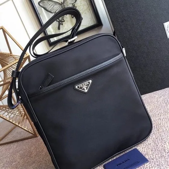 Prada Nylon Messenger Bag Black Crossbody