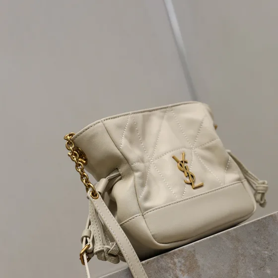YSL Jamie 4.3 Mini Drawstring Bucket Bag Ivory สีขาว Crossbody