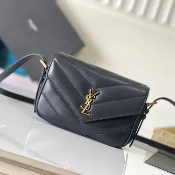 YSL Toy Loulou Strap Bag Dark Grey Crossbody