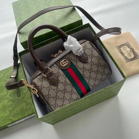 Gucci Ophidia Gg Mini Верхняя ручка Bag Бежевый/Коричневый Верхняя ручка