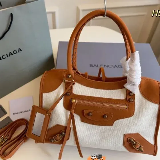 Balenciaga Neo Classic City White Brown Top Handle
