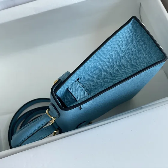 Hermes Mini Kelly Light Blå Topphandtag