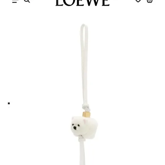 Loewe Chow Chow Charm In Felt And Calfskin White Pouch