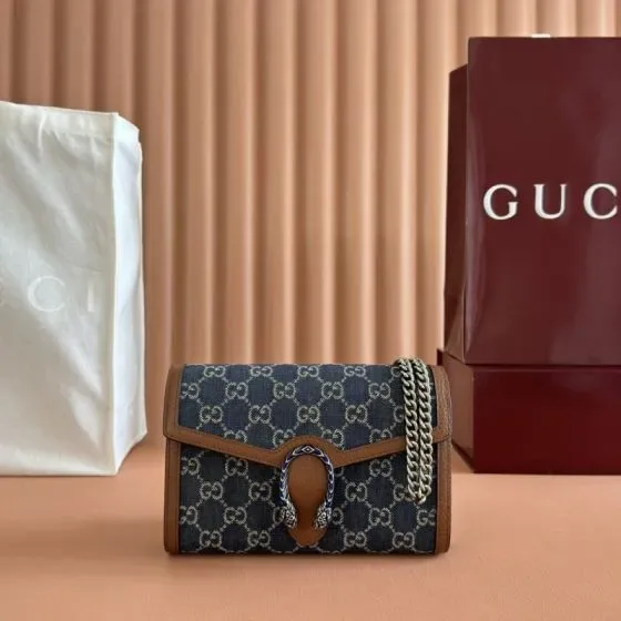 Gucci Dionysus Gg Chain Wallet Blue Woc