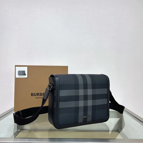 Burberry Alfred Messenger Bag Charcoal Check Crossbody