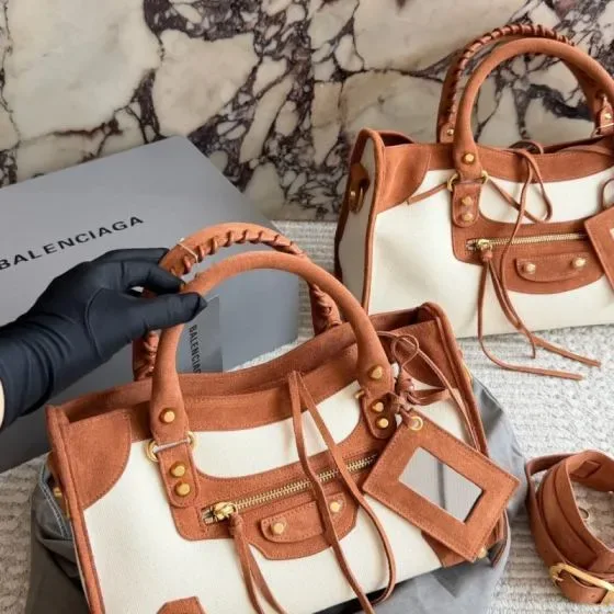 Balenciaga Neo Classic City Bag White Tan Top Handle