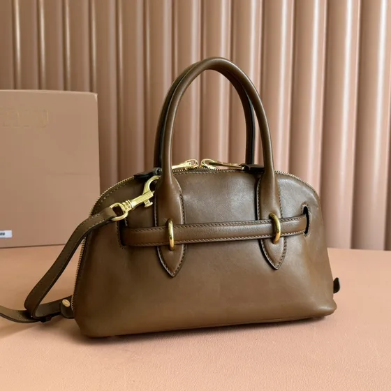 Miu Miu Læder Top-Handle Bag With Strap (Aventure Inspired) Brun Tophåndtag