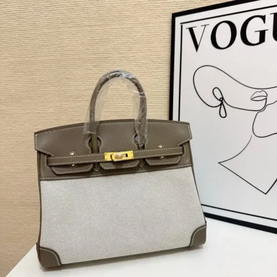 Hermes Birkin Grey Beige Top Handle