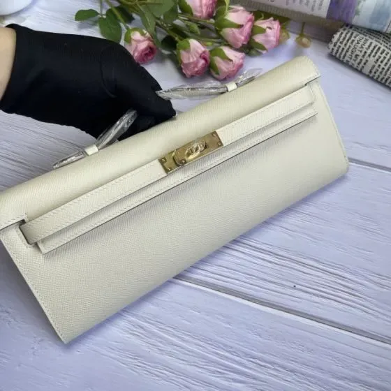 Hermes Kelly Wallet To Go Cream White Wallet