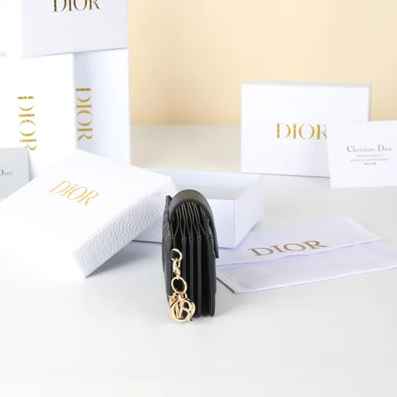 Dior Lady Dior 5-Gusset Card Holder Preto Card Holder