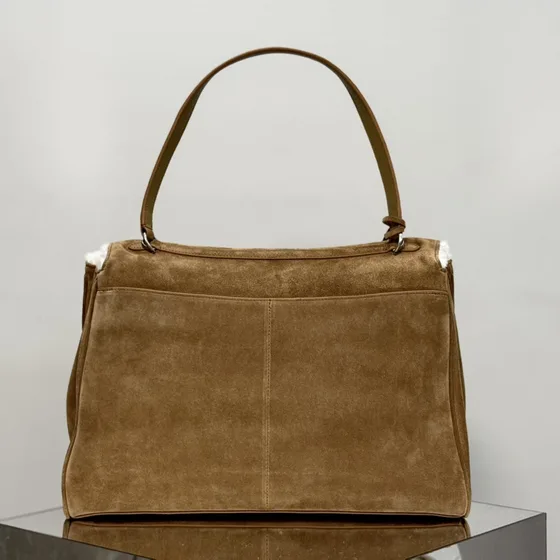 Balenciaga Rodeo Handbag Shearling Lining Chestnut بني Top Handle