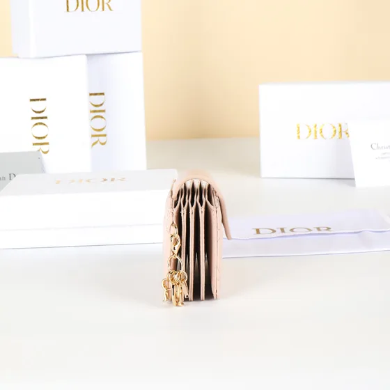 Dior Lady Dior 5-Gusset Card Holder Powder Beige Card Holder