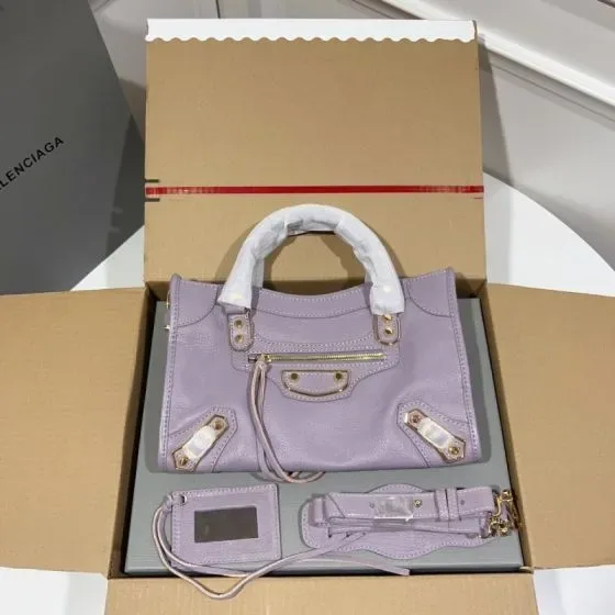 Balenciaga City Metallic Edge Mini Lilac Purple Top Handle