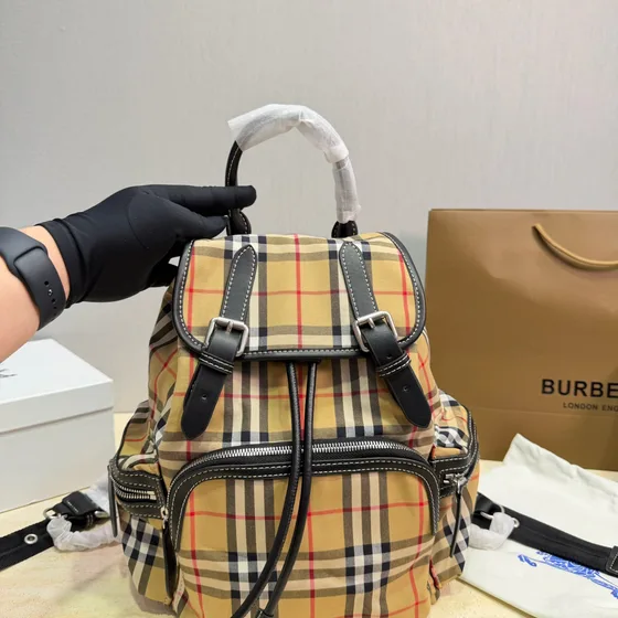 Burberry Vintage Check Nylon Rucksack Beige Backpack