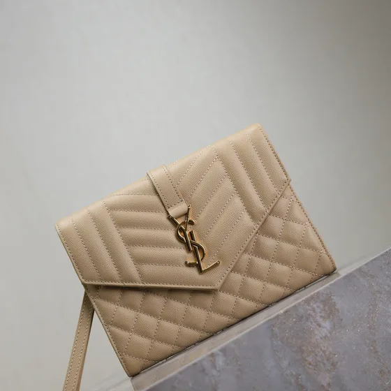 YSL Cassandre Matelass Envelope Crossbody Bag Beige Crossbody