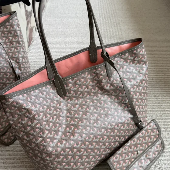 Goyard Saint Louis Grey Pink Tote Bag