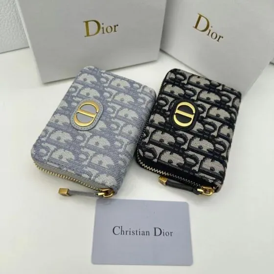 Dior 30 Montaigne Zipped Coin Purse Blue Coin Purse