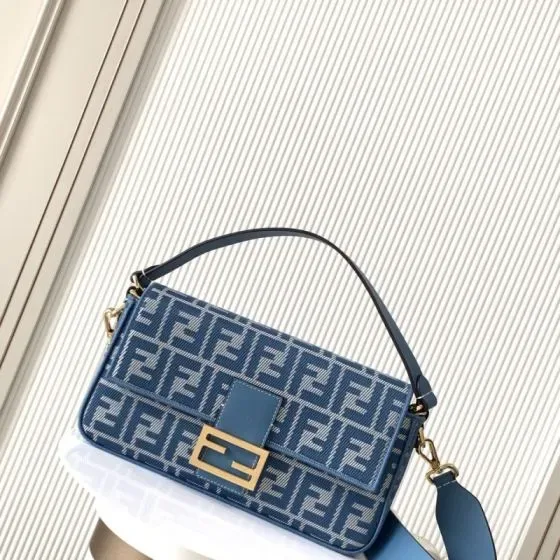 Fendi Baguette Blue Shoulder Bag