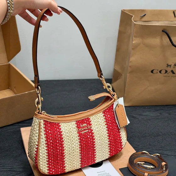 Coach Teri Borsa a spalla Beige Rosso Borsa a spalla