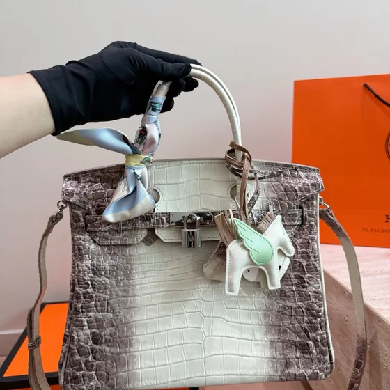 Hermes Birkin Trắng/Xám Top Handle