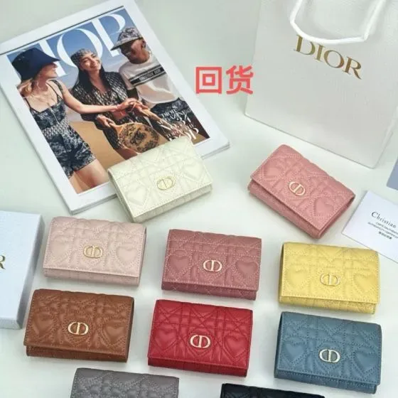 Dior Dior Caro Heart Quilted Wallet Multicolor Wallet