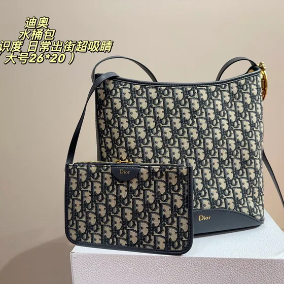 Dior Oblique Borsa a secchiello Blu 26*20cm Borsa a spalla