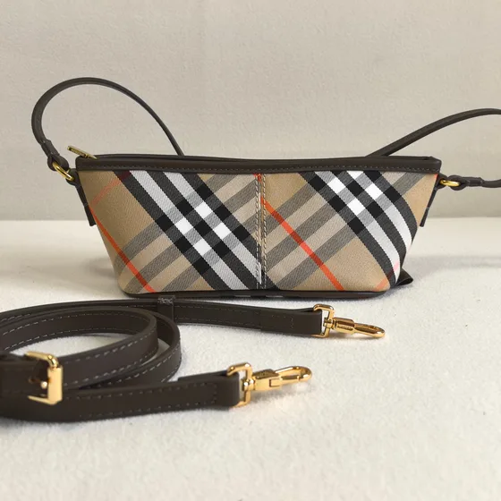Burberry Vintage Check Pouch Beige Brown Check Pouch